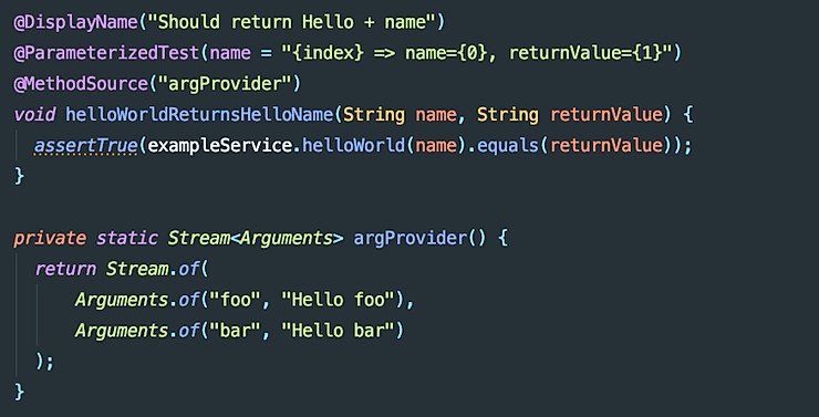 junit datatable example